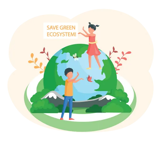 Salvar ecossistema verde  Ilustração