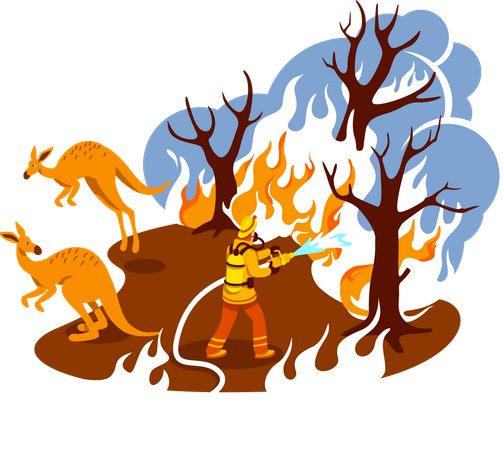 Salve a floresta em chamas  Ilustração