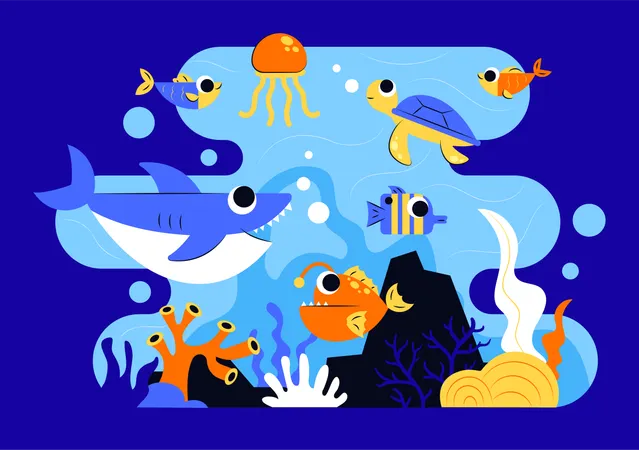Salvar a vida marinha  Ilustração