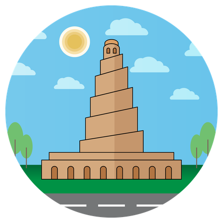 Samarra Minaret Mosque Iraq  Illustration