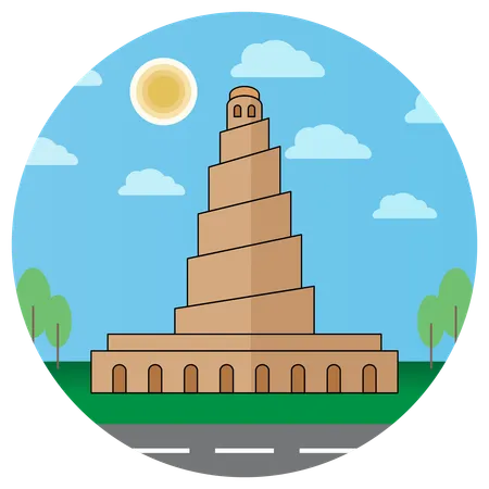 Samarra Minaret Mosque Iraq  Illustration