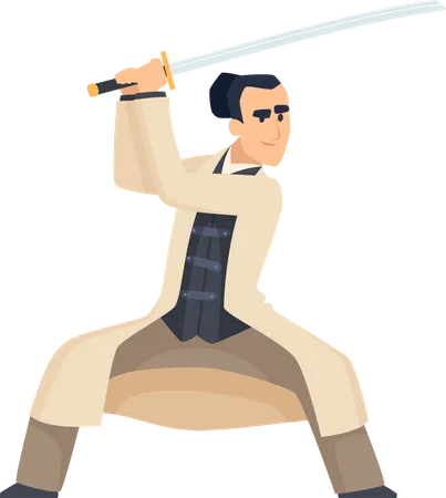 Combattant samouraï avec épée  Illustration