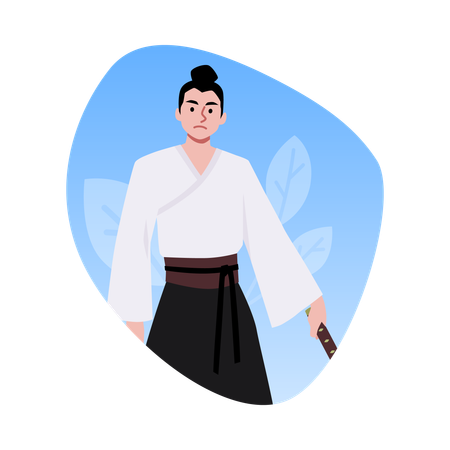 Guerrier samouraï avec épée  Illustration