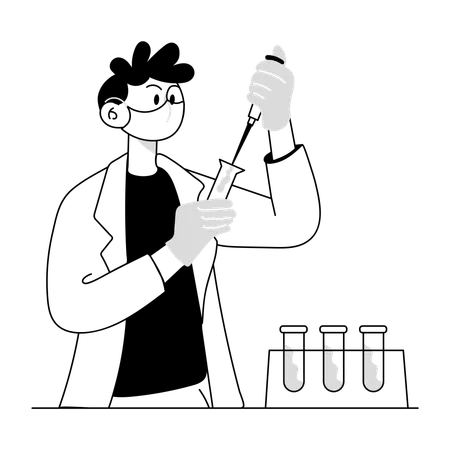 Sample Testing of blood by scientist  Illustration