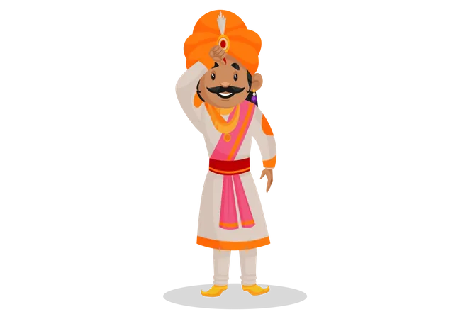 Samrat Ashok doing tilak  Illustration