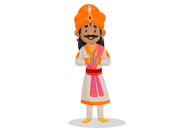 Samrat Ashok em pose de boas-vindas  Ilustração