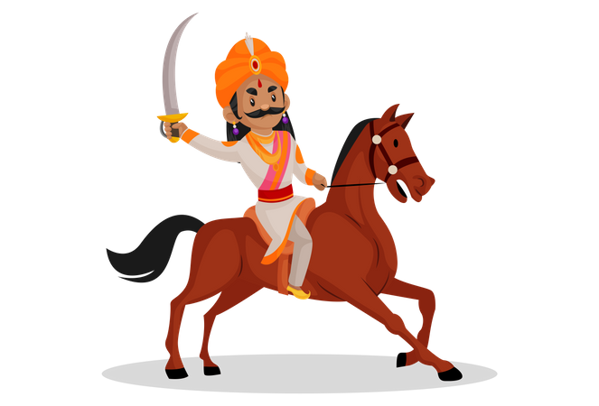 Samrat Ashok entrando em guerra  Ilustração