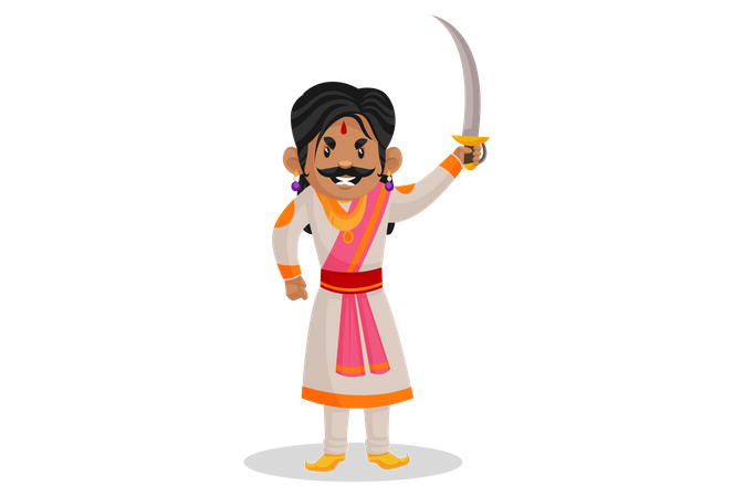 Samrat Ashok hält Schwert  Illustration