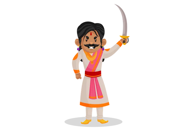 Samrat Ashok holding sword Illustration