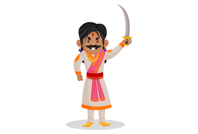 Samrat Ashok holding sword  Illustration