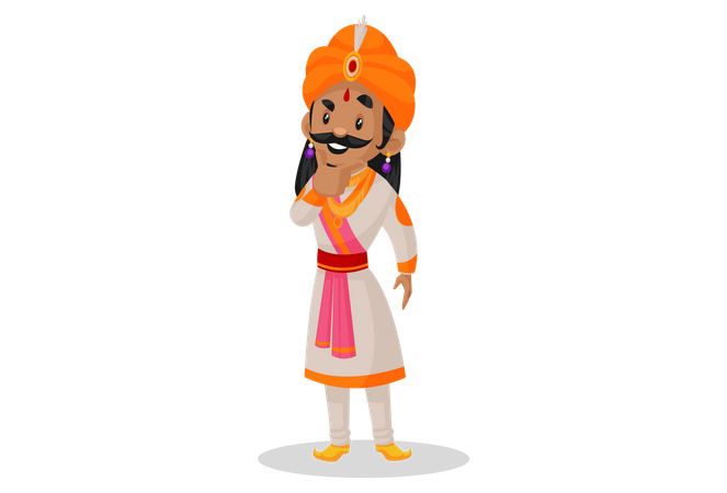 Samrat Ashok pensando em algo  Ilustração