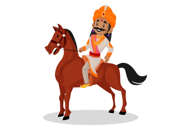 Samrat Ashok riding horse  Illustration