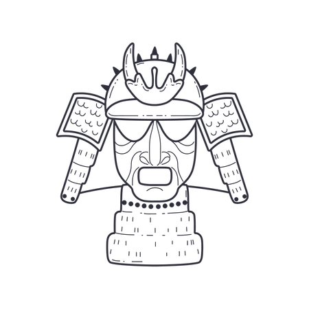 Samurai Warrior Mask  Illustration