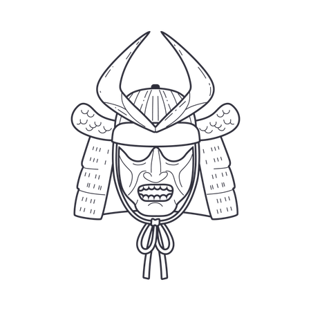 Samurai Warrior Mask  Illustration