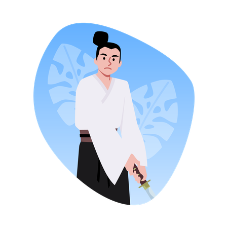 Samurai warrior with a sword  Illustration