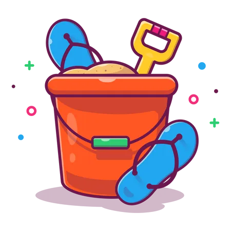 Sand Bucket and slippers Illustration