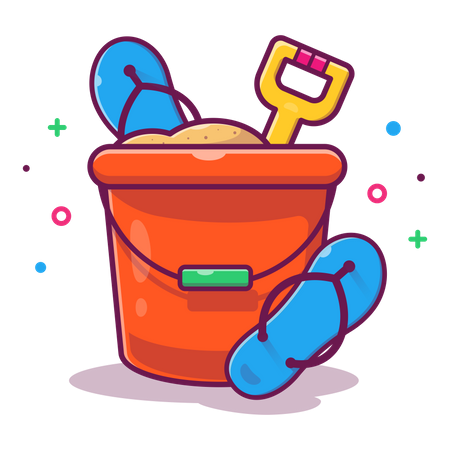 Sand Bucket and slippers  Illustration