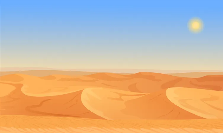 Sand Dunes At Desert  Illustration