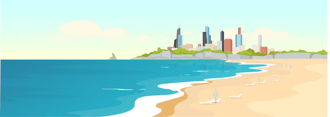 Sandiger Stadtstrand  Illustration