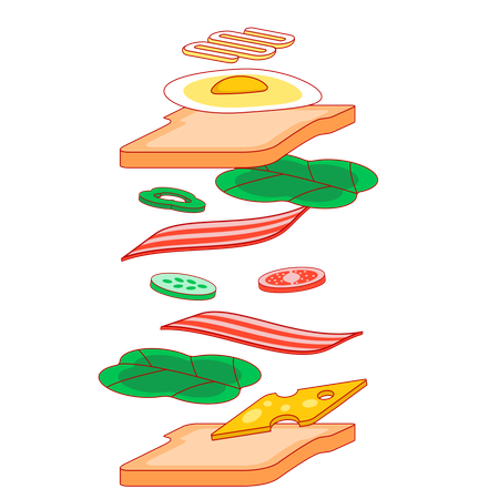 Sándwich en el aire  Ilustración