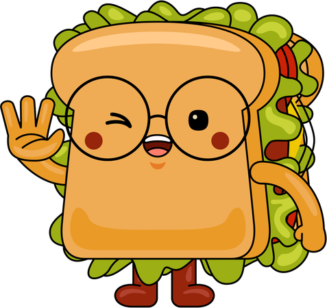 La mascotte du sandwich dit bonjour  Illustration