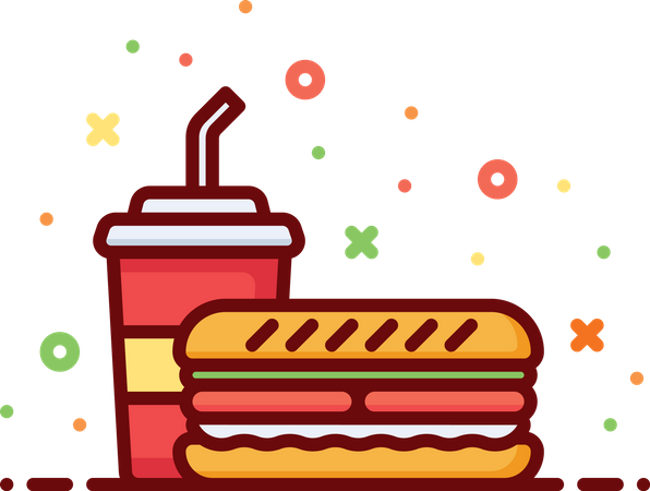 Sandwich With Drink  Illustration