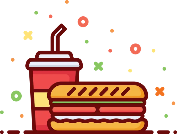 Sandwich With Drink  Illustration