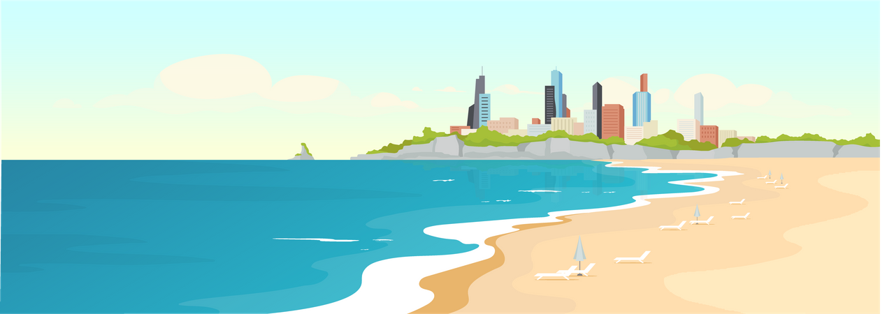 Sandy urban beach  Illustration