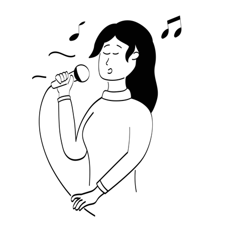 Sängerin singt Lied auf der Bühne  Illustration