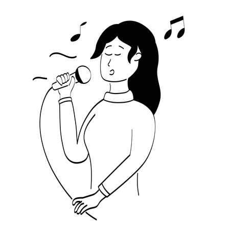 Sängerin singt Lied auf der Bühne  Illustration