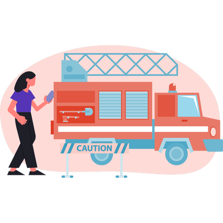 Sanitäterin und Rettungswagen  Illustration