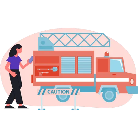 Sanitäterin und Rettungswagen  Illustration