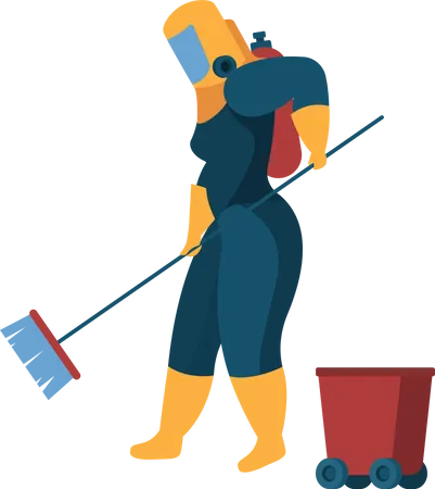 Sanitizing Service Safety Cleaning Workers Uniform Illustration