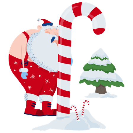 Santa and big lollipop  Illustration