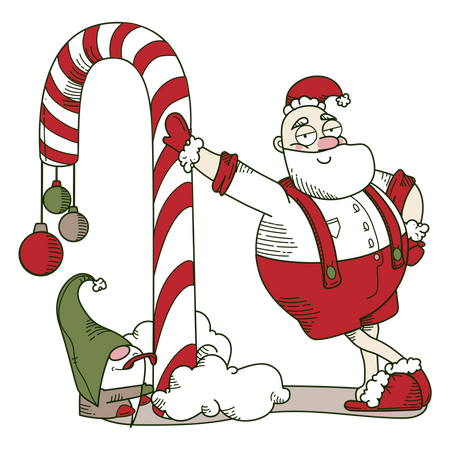 Santa and big lollipop  Illustration