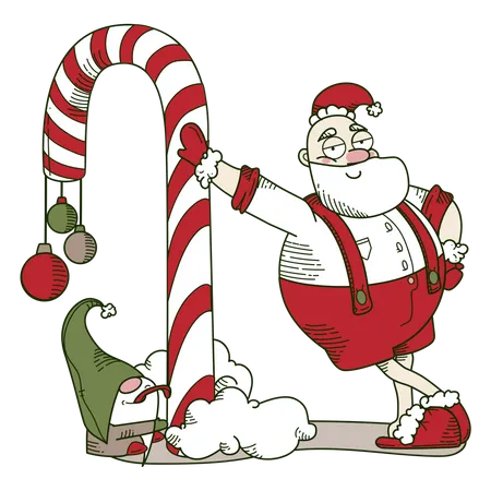 Santa and big lollipop  Illustration