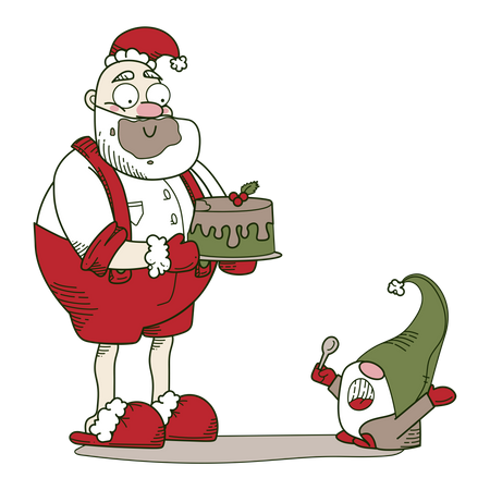 Santa and cake  Illustration