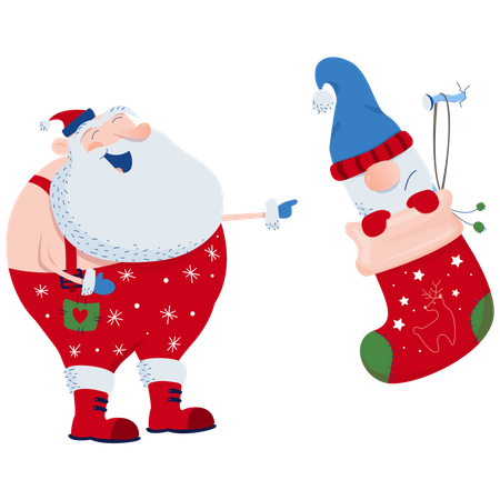 Santa and Christmas sock Illustration
