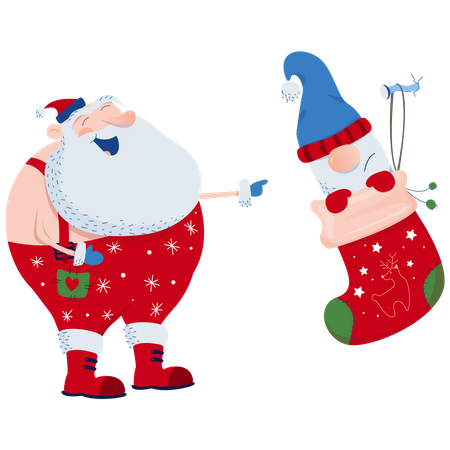 Santa and Christmas sock  Illustration