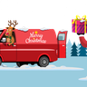 illustration for santa and reindeer delivering gifts