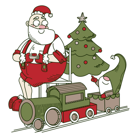 Santa and the train  Illustration