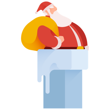 Papá Noel abajo de la chimenea  Illustration