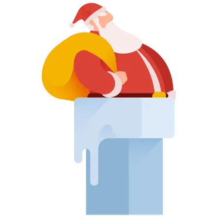 Papá Noel abajo de la chimenea  Illustration