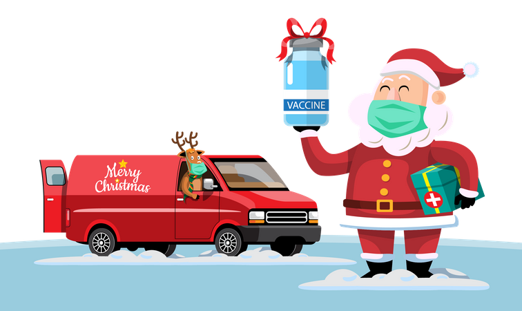 Santa bringing corona vaccine Illustration