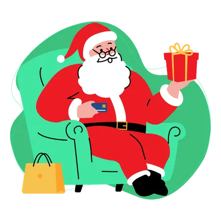 Santa Buys Presents  Illustration