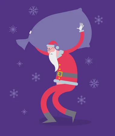Santa Carries Big Bag  Illustration