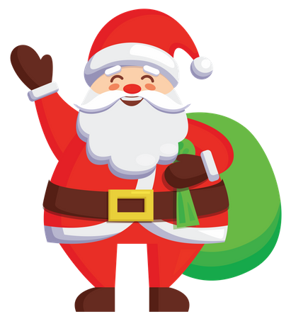 Santa carrying christmas gift bag  Illustration