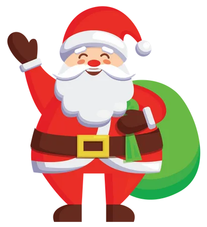 Santa carrying christmas gift bag  Illustration