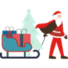 illustration santa with gift sleigh