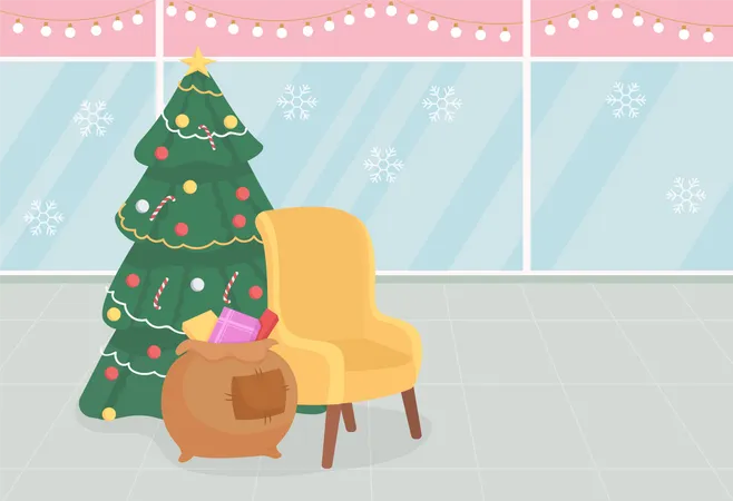 Santa chair in the mall Illustration